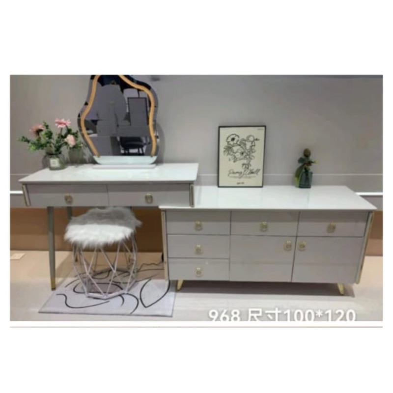 Meja Rias 968 Vanity Dressing Table Minimalis Putih Import Impor
