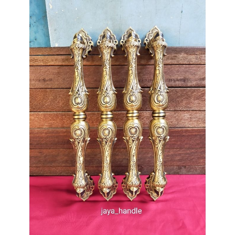 Handle Pintu Rumah Kuningan Antik Klasik Motif Telpon Ukir UK 44 cm 4 pcs
