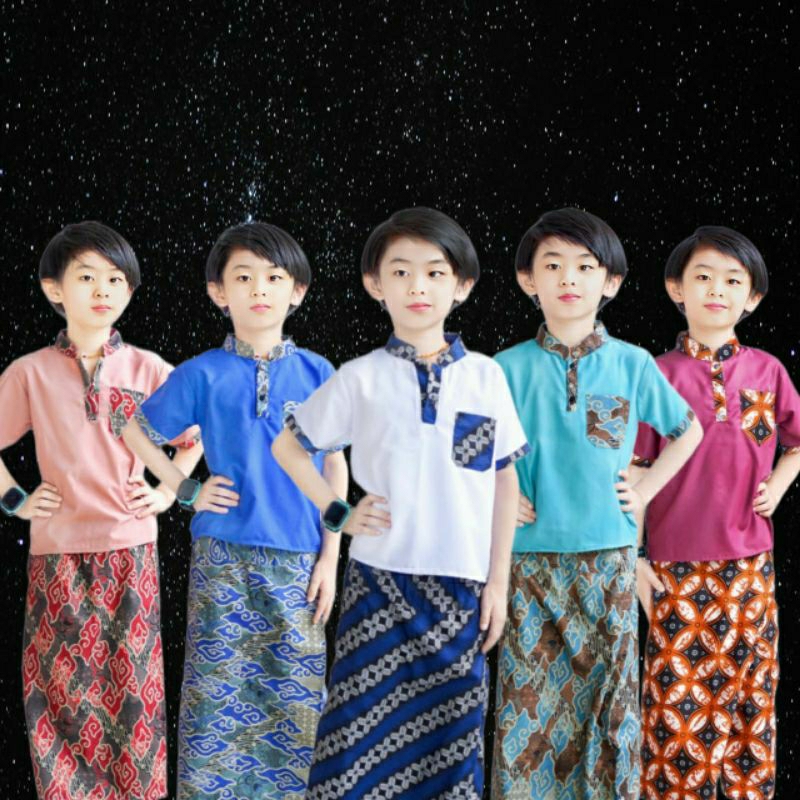 Setelan Baju koko Anak  Muslim ( Sarung koko Batik) usia 1 sampai 10 tahun