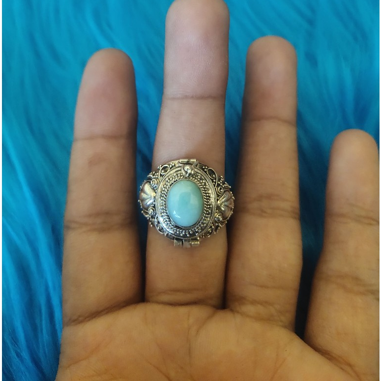 Cincin Ring Perak Silver Bali Jimat Box Buka Jawan Batu Asli 925 Kritik Larimar Pria Laki Wanita Ker