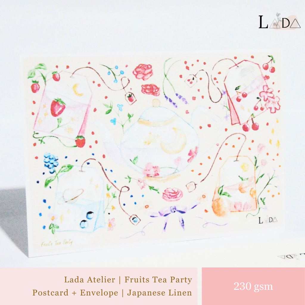 

LADA ATELIER | Fruits Tea Party Postcard | Japanese Linen 230 gsm