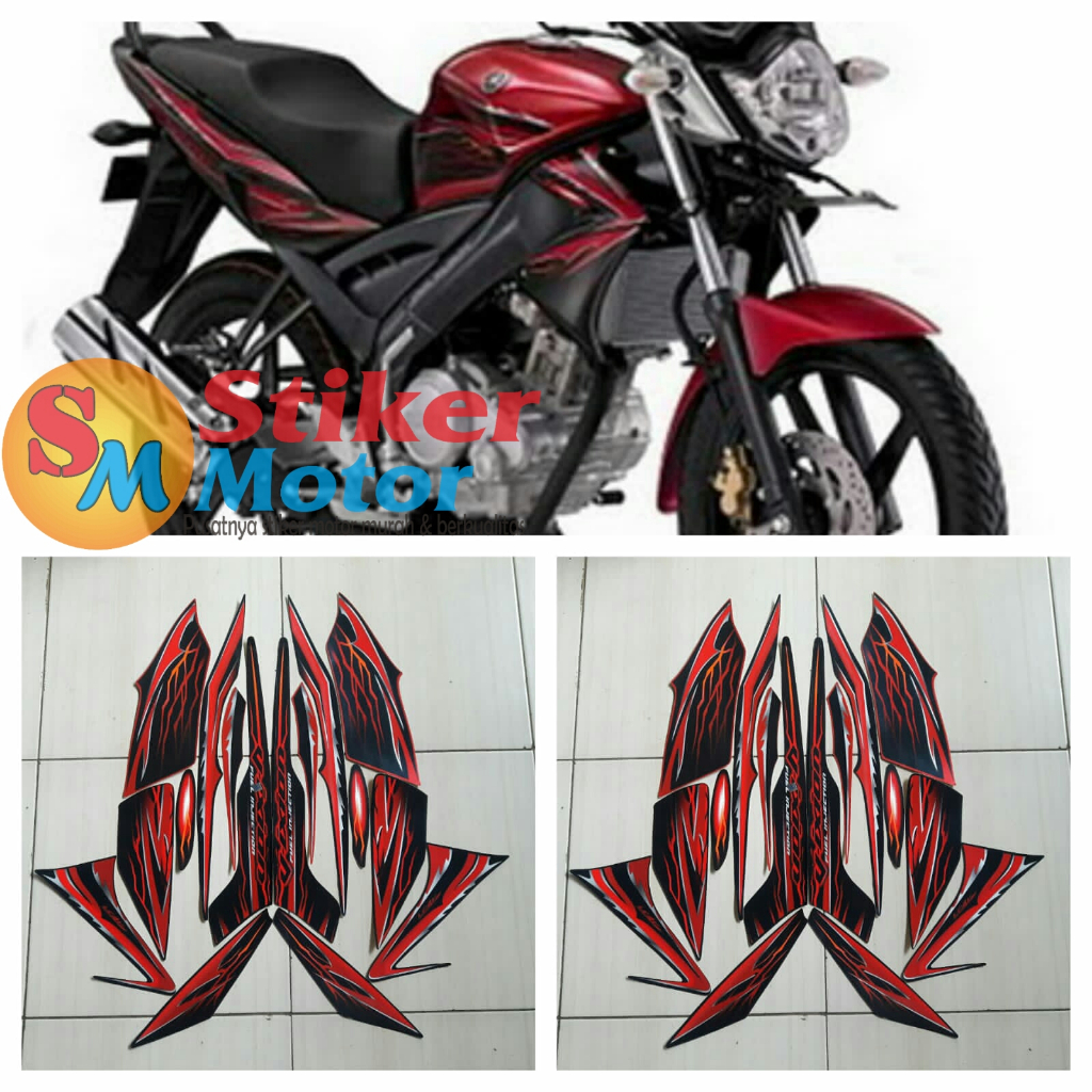 STRIPING STICKER LIS LES POLET BODY MOTOR VIXION 2010 MERAH