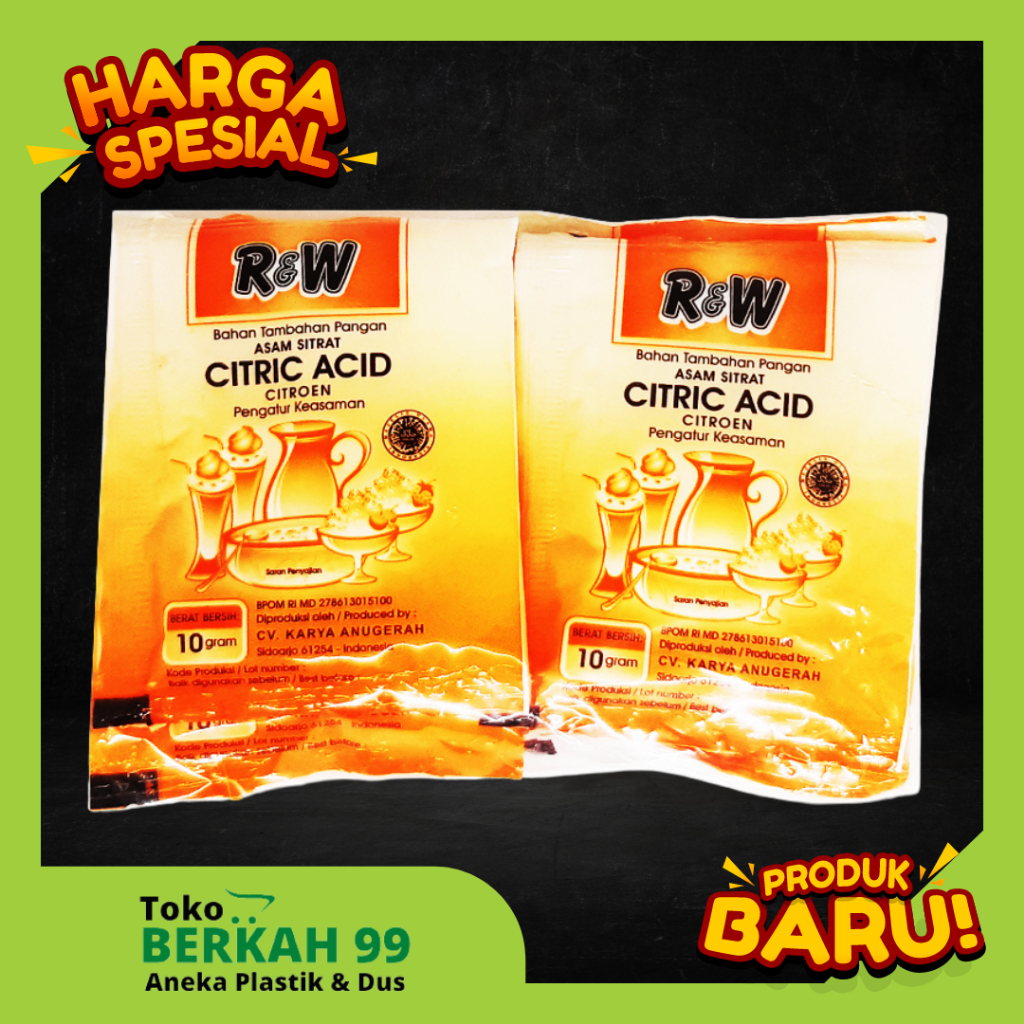 

Citric Acid Asam Sitrat isi 10 sachet 10 grm Sitrun R&W bahan tambahan pangan pengatur keasaman