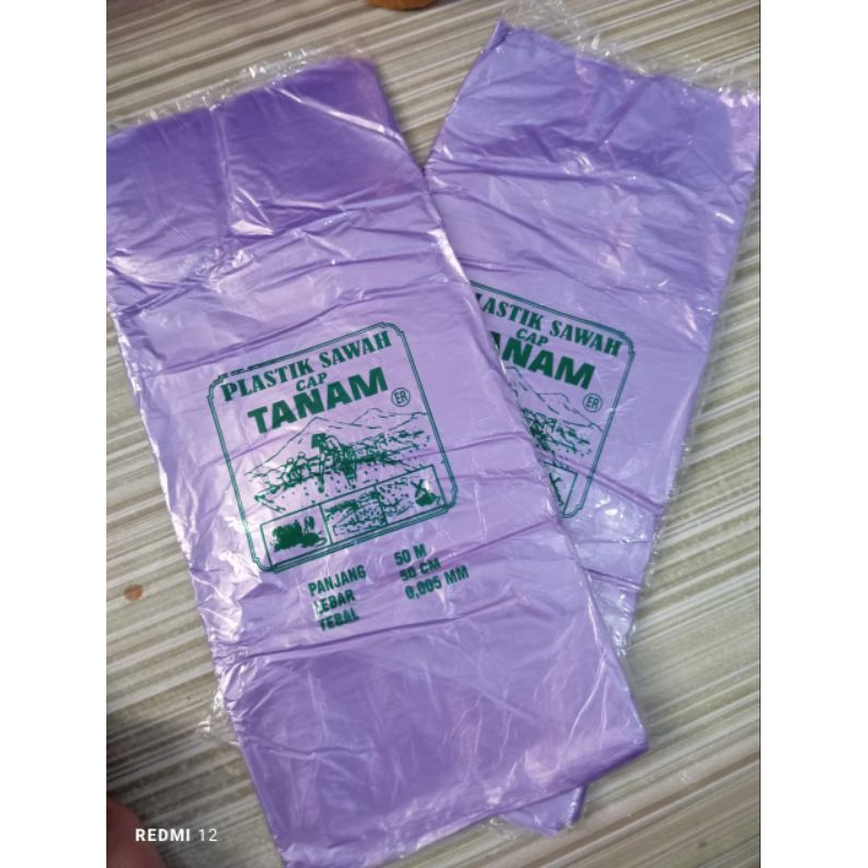 plastik balon / plastik meteran warna ungu cap tanam