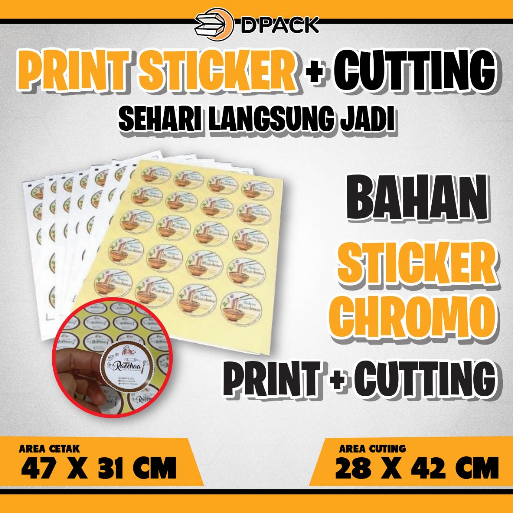 

Cetak Sticker Chromo / Sticker Label Kemasan (print&cut)