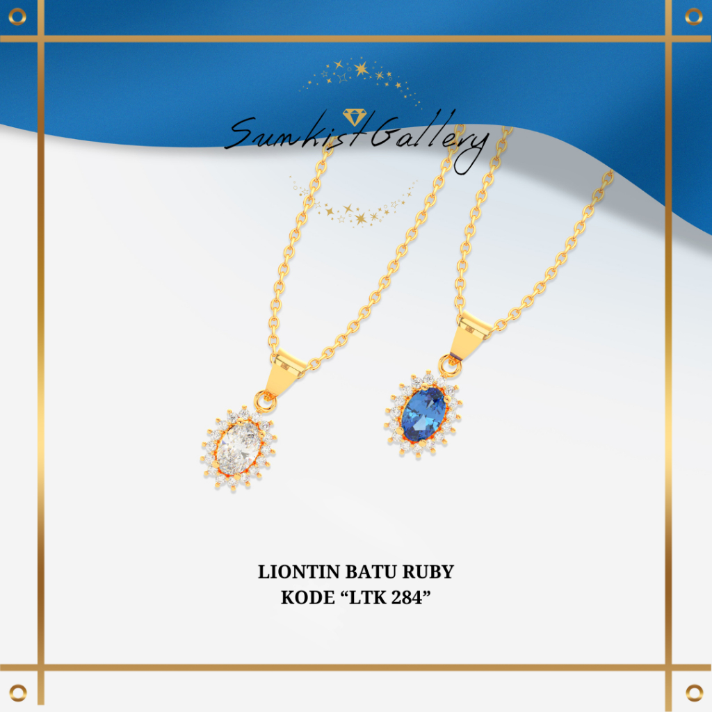 LIONTIN MEWAH MODEL BATU RUBY EMAS ASLI KADAR TUA 700/16 KARAT TERBARU KODE LTK 284