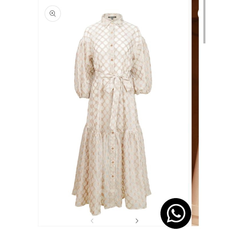 MONOGRAM ORGANZA DRESS BEIGE BUTTONSCARVES TAPIS TIERED RUFFLE SERIES benang jarum MONOGRAM STRIP SE