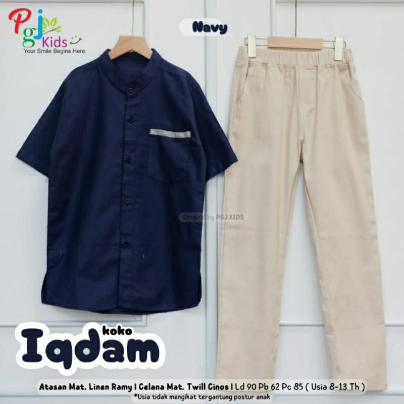 IQDAM SET ORI PGJ KIDS // BAJU SETELAN KOKO ANAK LAKI-LAKI TERBARU POLOS PREMIUM