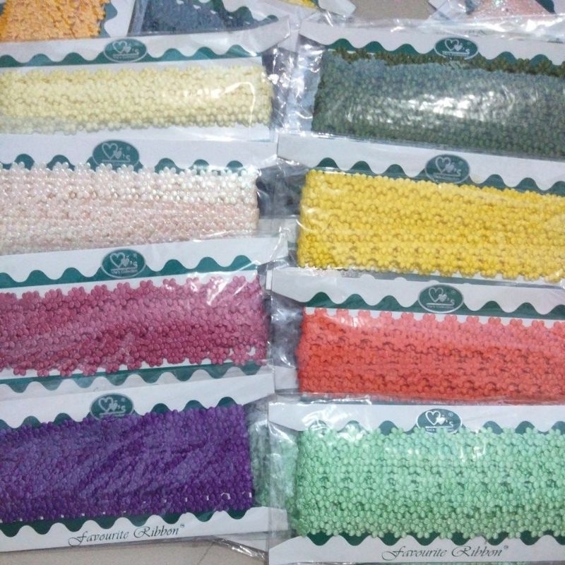 Pita Renda Melati Satin banyak warna lebar 1 cm