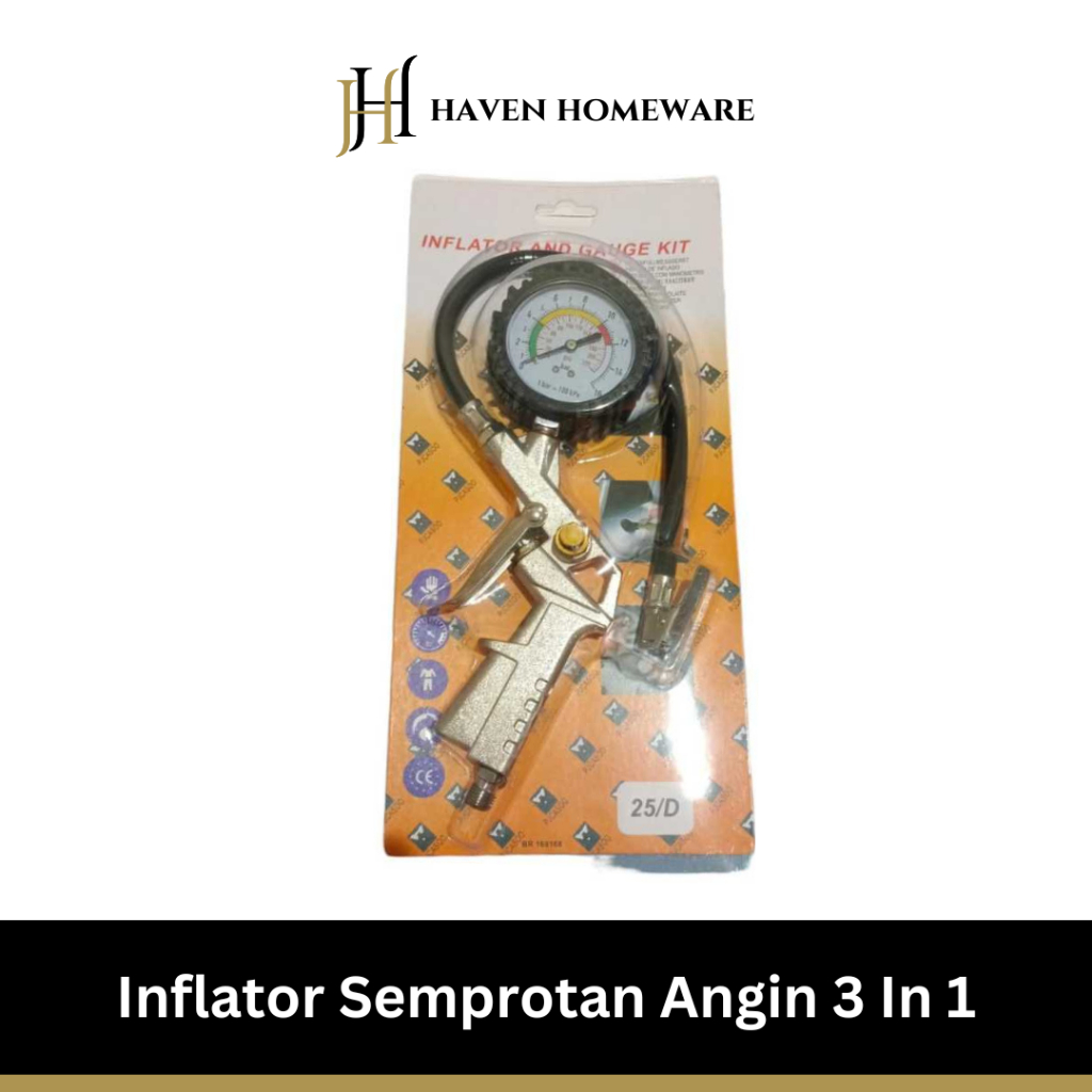 Unik Alat Ukur Isi Tinflator Ekanan Angin Plus Bar Semprotan Angin Kompresor 3 In 1
