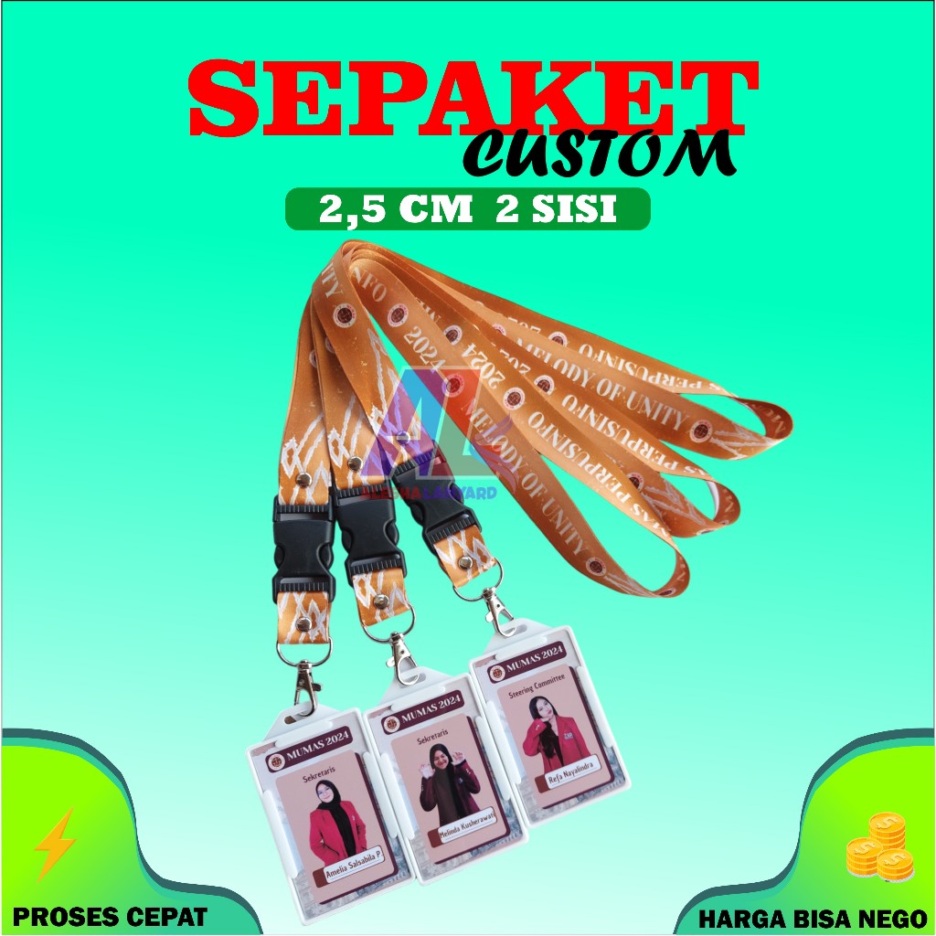 

CETAK SEPAKET TALI LANYARD IDCARD 2,5CM 2SISI/SEPAKET LANYARD+IDCARD+CASE