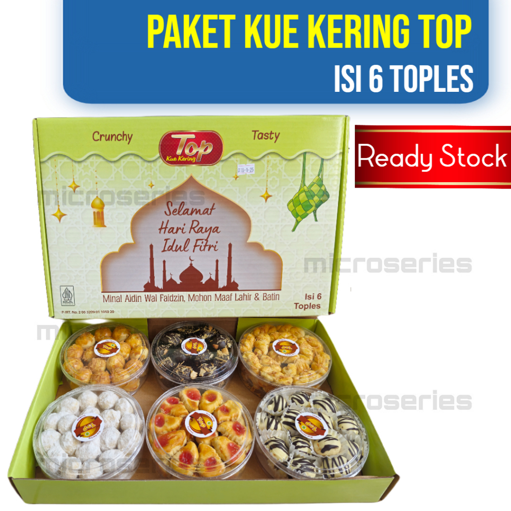 

MicroSeries | Kue Kering Paket Hampers Parcel Idul Fitri Lebaran Merk Top Isi 6 Toples