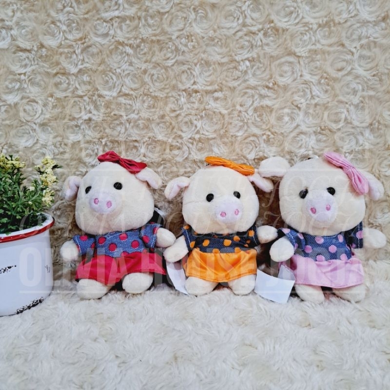 Gantungan Kunci Boneka Babi Baju Polkadot Gantungan Kunci Boneka Babi Girl