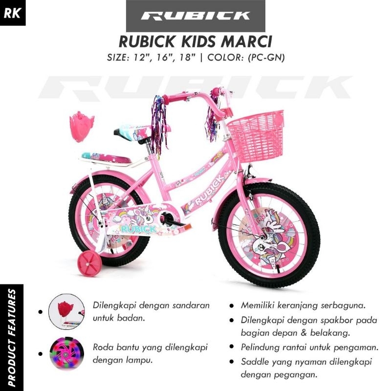 sepeda anak perempuan 18 inch RUBICK MARCI