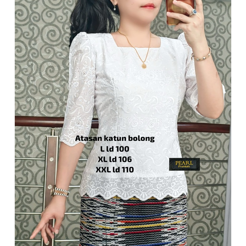Blus Katun Bolong / Atasan Katun Bordir by Miss Nauli / Kebaya Katun Lubang - Bisa Costum Size