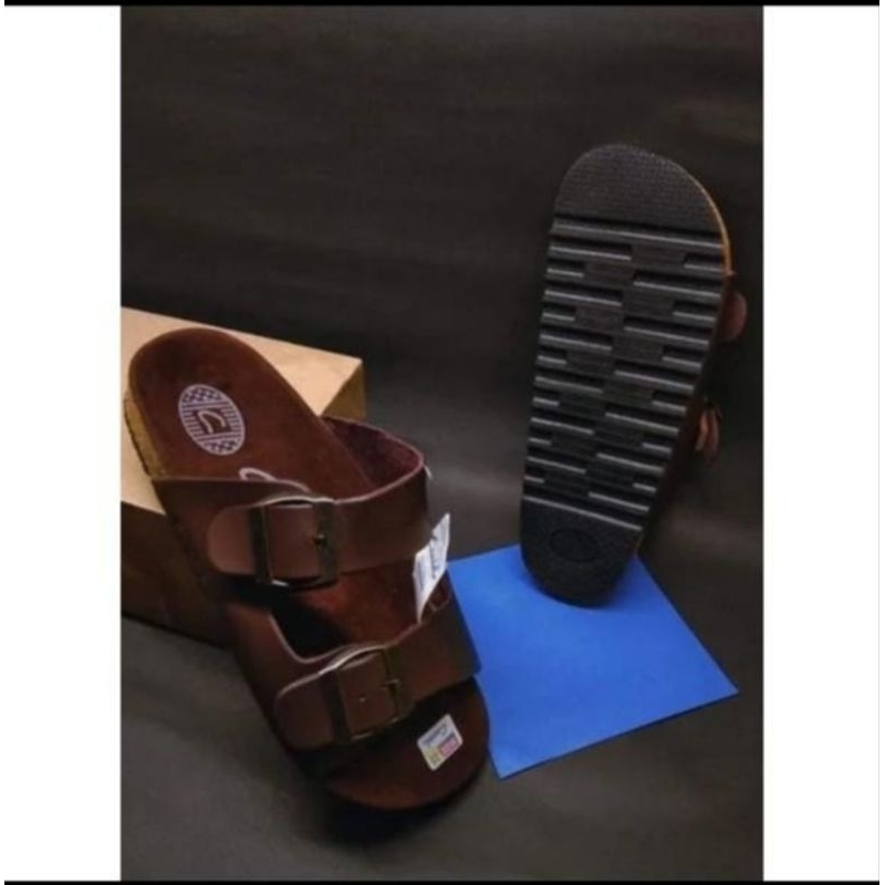 sandal kulit pria/ sandal kulit/ sandal slide/ sandal slop/ sandal casual pria/ carvil