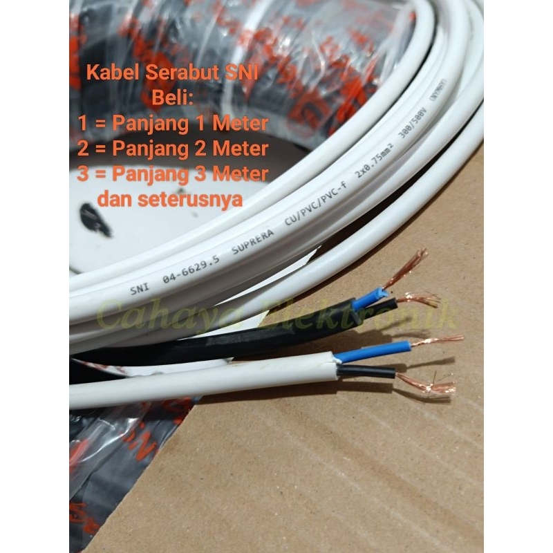Kabel Listrik Serabut NYMHY 2 x 0.75 Suprera SNI / Kabel Listrik HYO 2 x 0.75