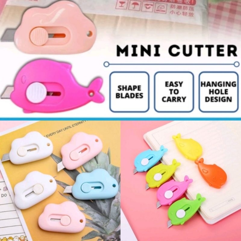 

pisau cutter mini model awan & dolphin alat bantu potong kertas unboxing paket