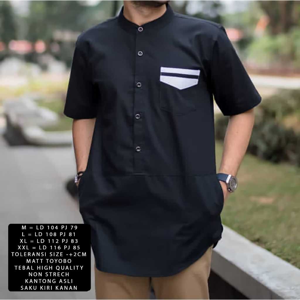 BEST SELLER  Baju Kemeja  Koko Pria Dewasa Terbaru Model Moden Variasi Warna Hitam Bahan Premium Baju Muslim Atasan Pria Murah Bagus Pakaian Kasual