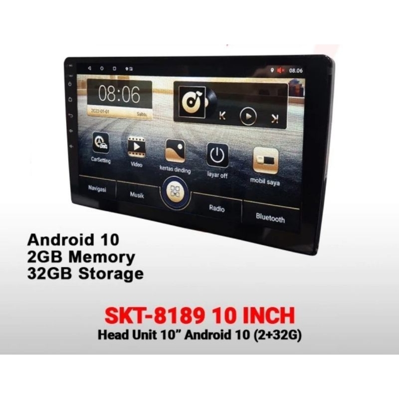 Headunit Android 10 Inch Carplay RAM 2GB/32GB SKT 8189AC