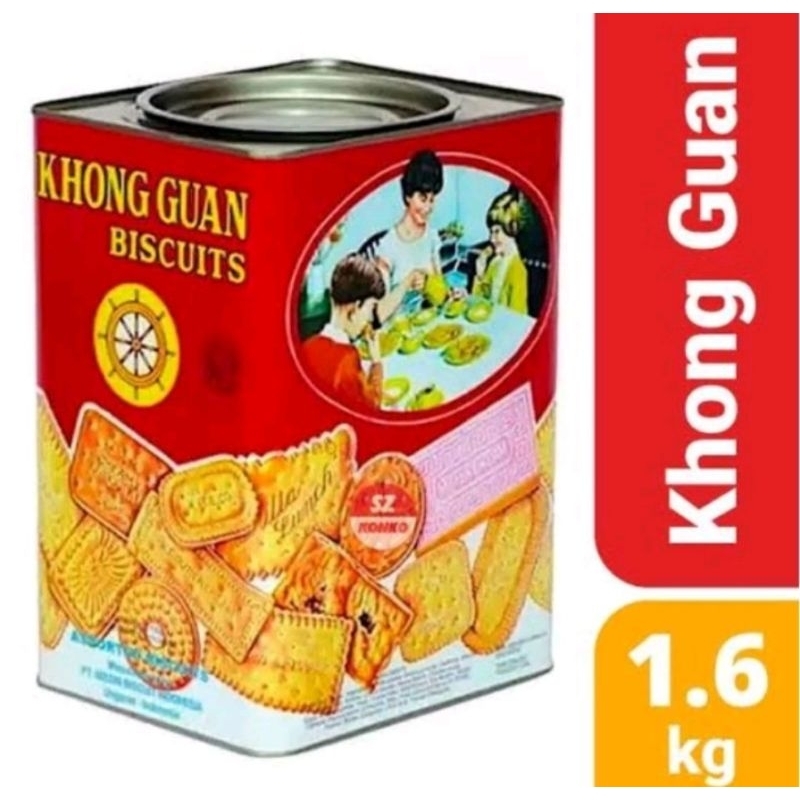 

(FREE WRAP) KHONG GUAN 1.6 KG BISKUIT ANEKA RASA KALENG KOTAK PARCEL LEBARAN