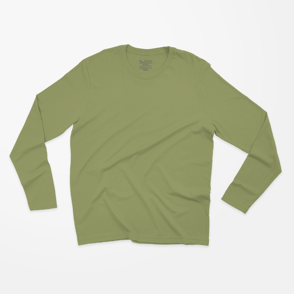 Blank T-shirt Long Sleeve Olive Green (Kaos Polos Hijau Olive)