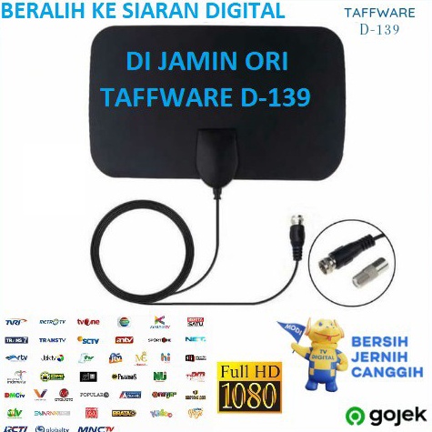 Harga termurah  TAFFWARE Antena TV Indoor Digital LED LCD DVBT2 4K High Gain 25dB TFLD139 1 ORIGINAL