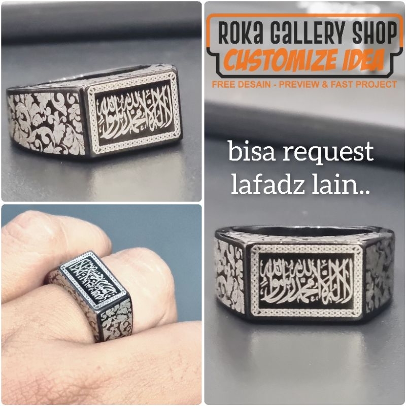 cincin lafadz allah syahadat ukir custom gaya turki elegan mewah bisa tambah nama