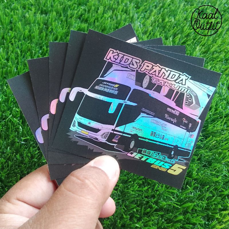 

5 pcs sticker bus HOLOGRAM ukuran 8x7 cm