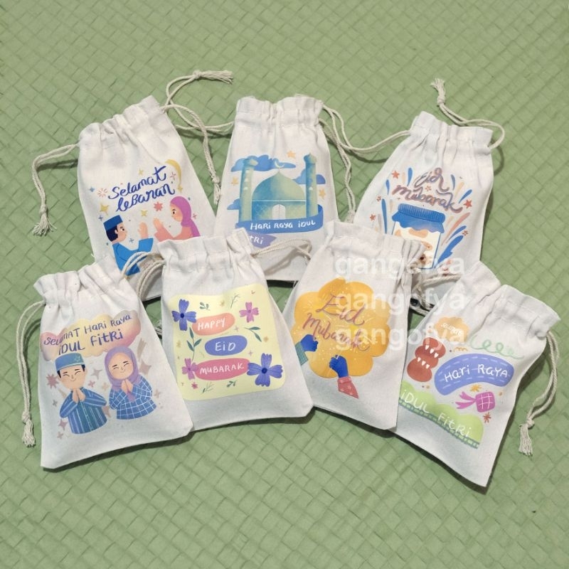 

Amplop Lebaran Unik Pouch Serut Kain Blacu