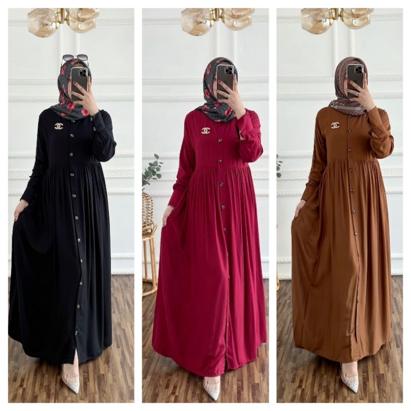 CLEORA DRESS|GAMIS WANITA SYAR'I RAYON VISCOSE PREMIUM JUMBO BUSUI BUMIL|DRESS MUSLIM JUMBO RAYON VI