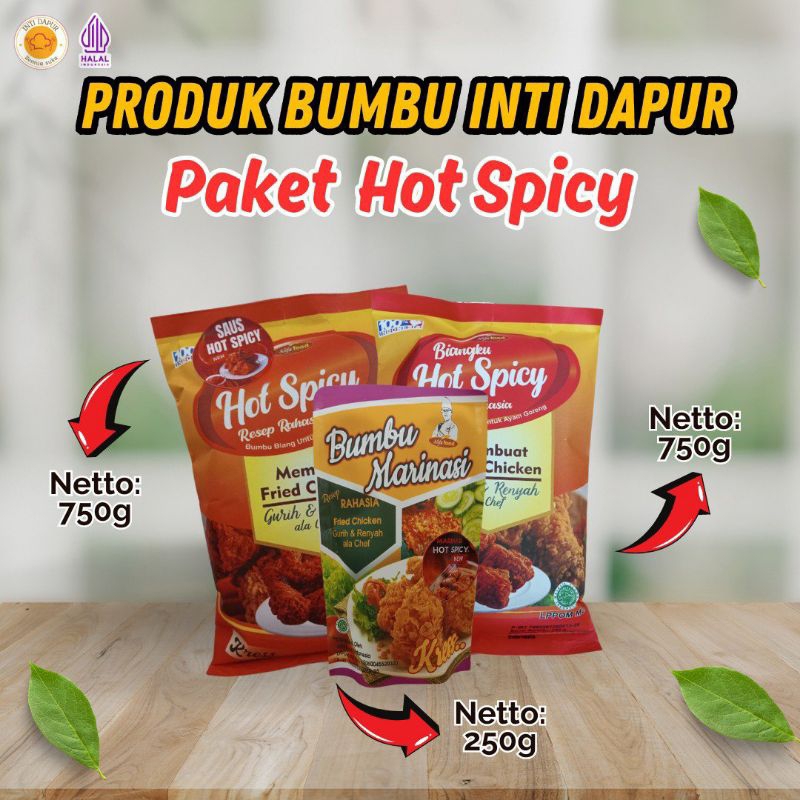 

Paket Usaha Bumbu Biang Hot Spicy Saus dan Marinasi Friedchicken Cemilan 1750gr