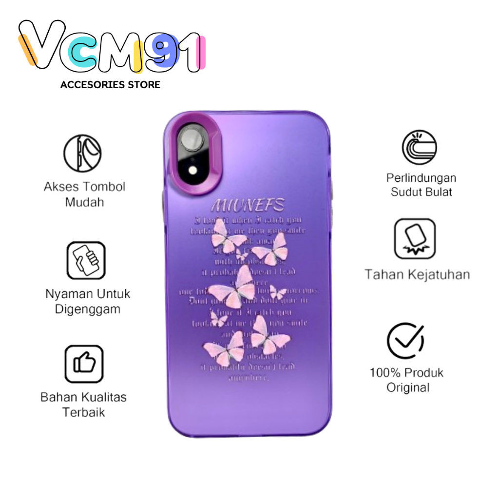 VCM91 - Case Iphone Karakter Lucu HP Ipeh Softcase Ungu IP XR 11 Pro Max