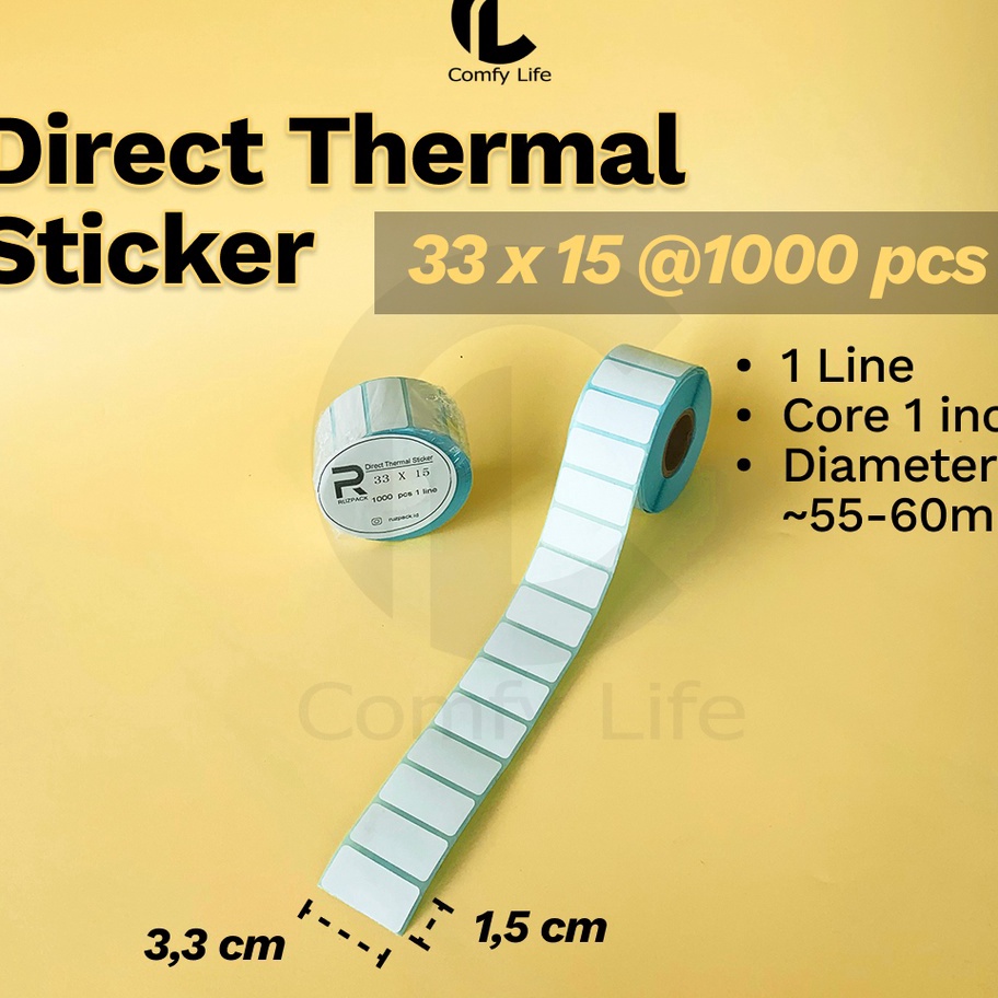 

D2289 DIRECT THERMAL STICKER 33x15 MM KERTAS LABEL STIKER BARCODE 1 LINE 1 PCS