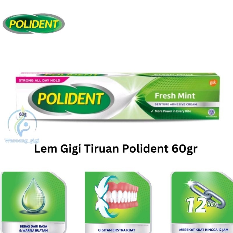 (60gr) Polident Lem Gigi Palsu 60gr / Polident Denture Adhesive Cream