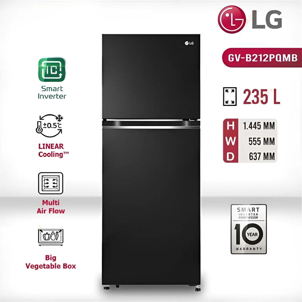 Kulkas 2 pintu LG Smart Inverter Compressor 217/235L GV-B212PQMB