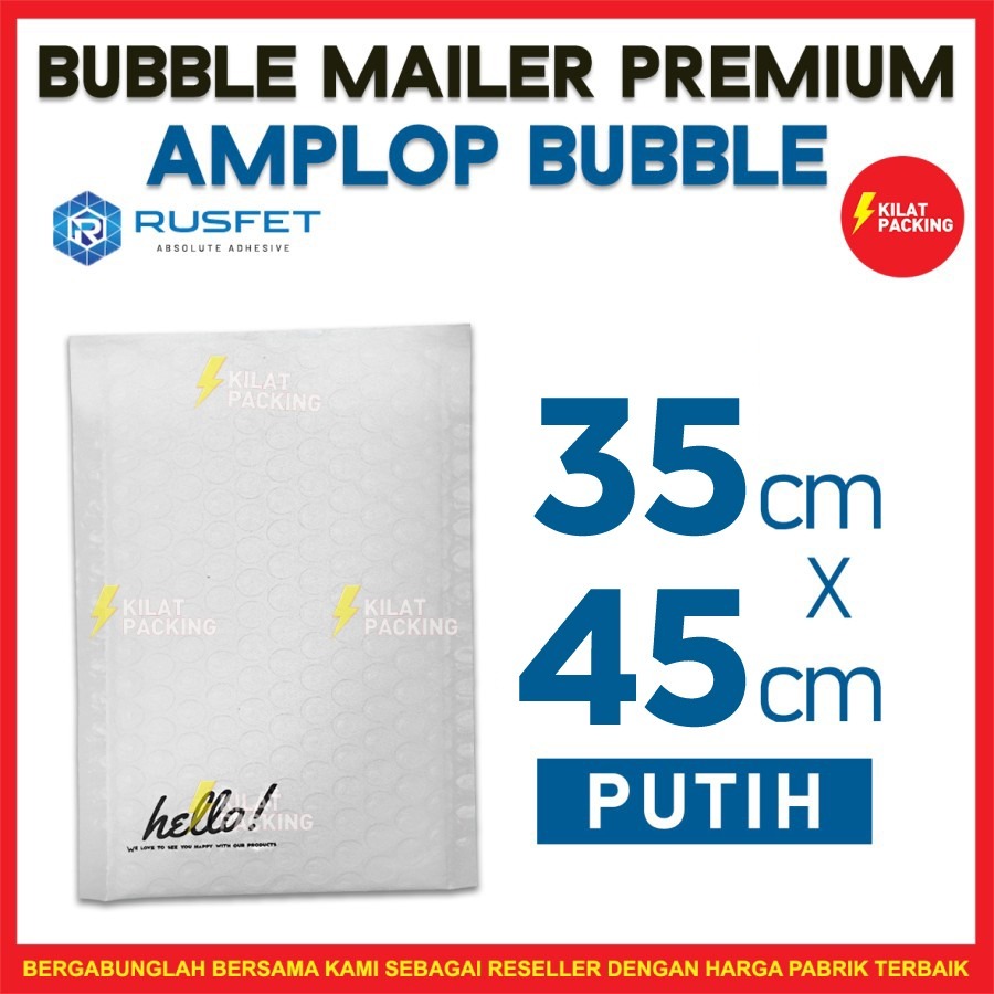 

AMPLOP BUBBLE 35x45CM - BUBBLE MAILER - BUBBLE PACKING HELLO PREMIUM TERMURAH WHITE