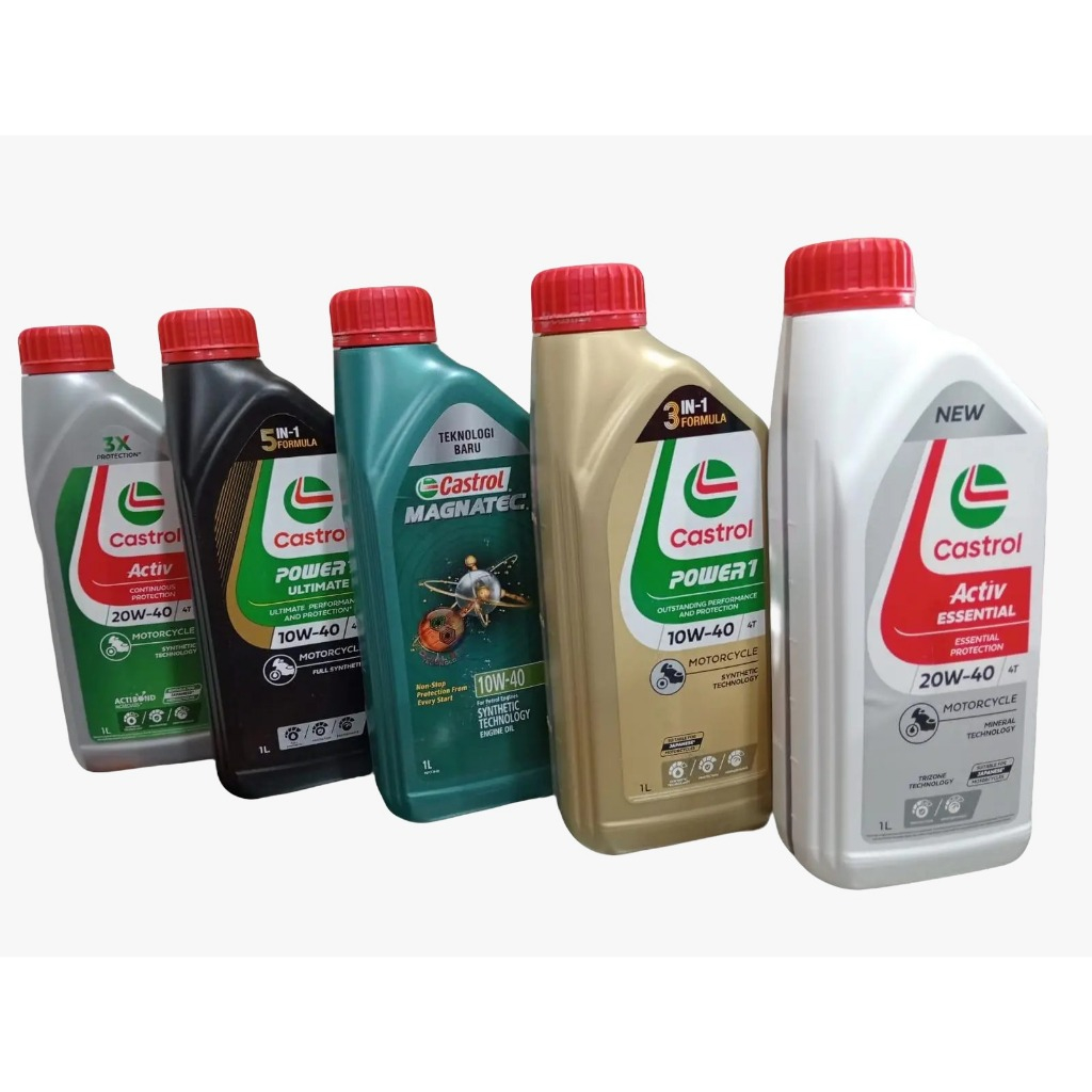 Castrol Oli Mesin Motor Non Matic &amp; Mobil Bensin Series Varian isi 1 Liter (Dijamin Asli), Castrol Essential, Castrol Active, Castrol Power1, Castrol Power1 Ultimate, Castrol Magnatec 1 Lt