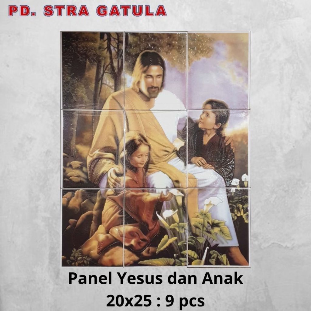 Keramik Panel Gambar Dinding ASTER Yesus dan Anak 9x20x25 cm - Panel Dinding Bergambar Yesus dan Ana