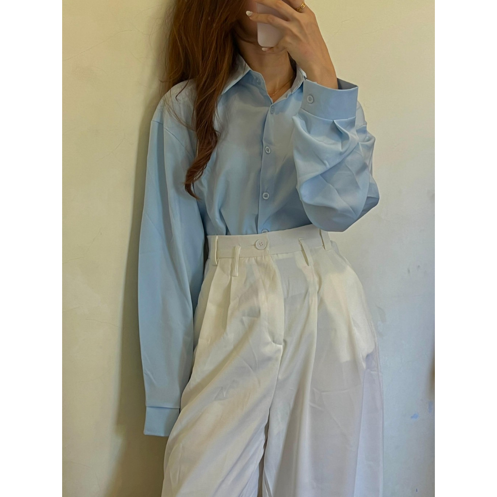 Zea Shirt | Shopsecret | Kemeja wanita | Kemeja lengan panjang | Crop top | Kemeja crop | Kancing hi