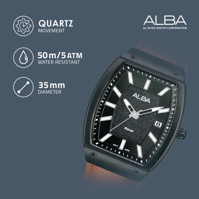 ALBA JAM TANGAN COKLAT HITAM ORIGINAL