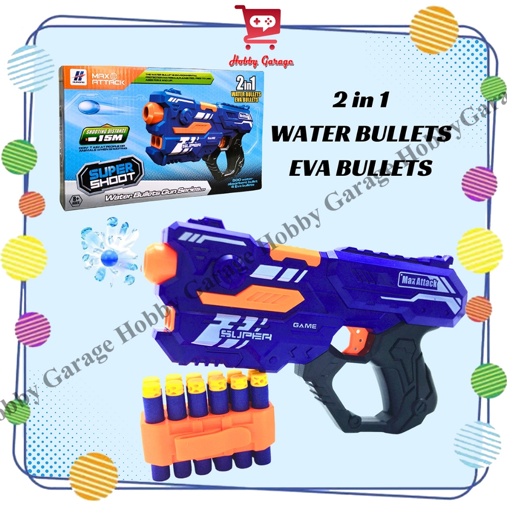 Mainan tembakan water gel soft bullet super shoot 2in1 wgg blaster