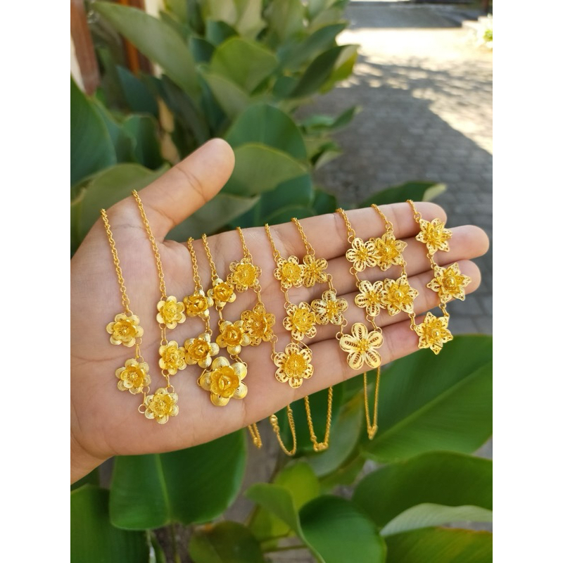 kalung kendari rencet 5 perak lapis emas