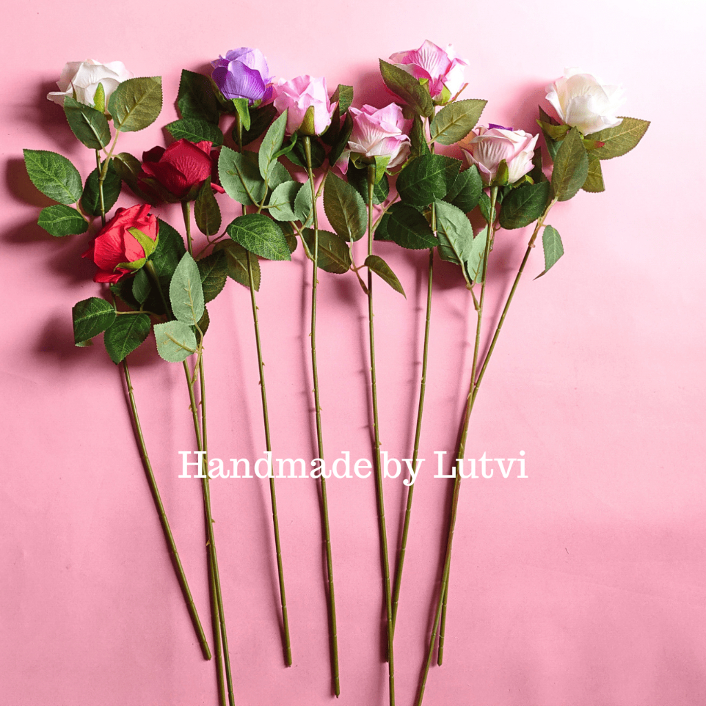 1 tangkai bunga mawar artificial | bunga mawar palsu | bunga mawar bahan buket | mawar kain | bahan 