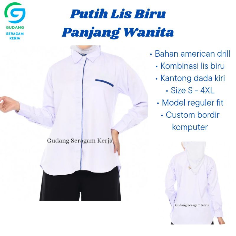 Seragam kerja wanita/Baju kemeja putih/Seragam kerja formal/Atasan wanita lengan panjang/Seragam ker