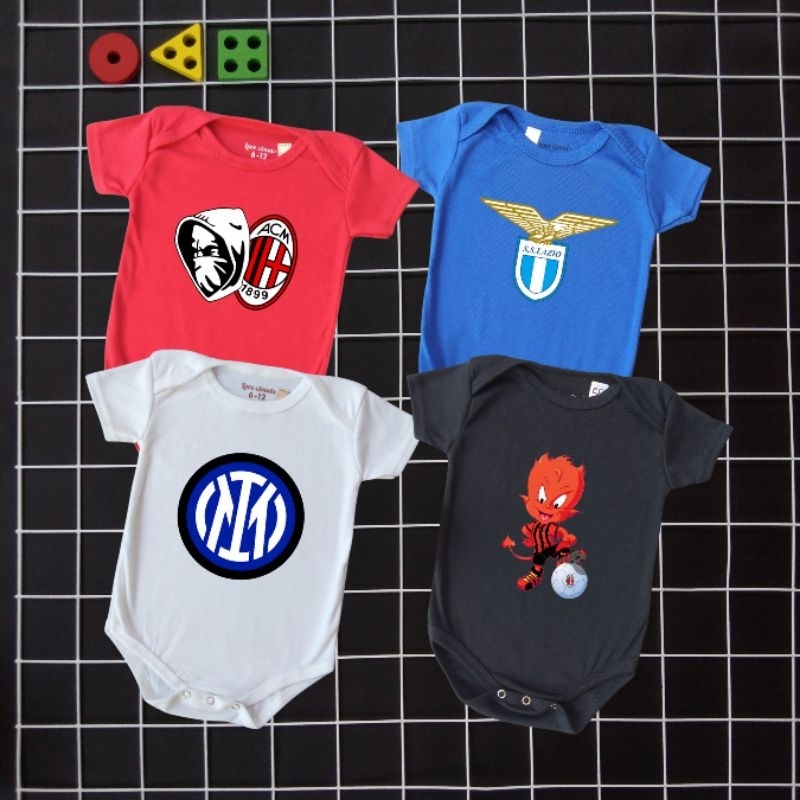 ❗AC Milan, Inter Milan, Lazio, AS Roma Bodysuit Jumper Romper Jumpsuit Baju Bayi Lengan Pendek Laki 