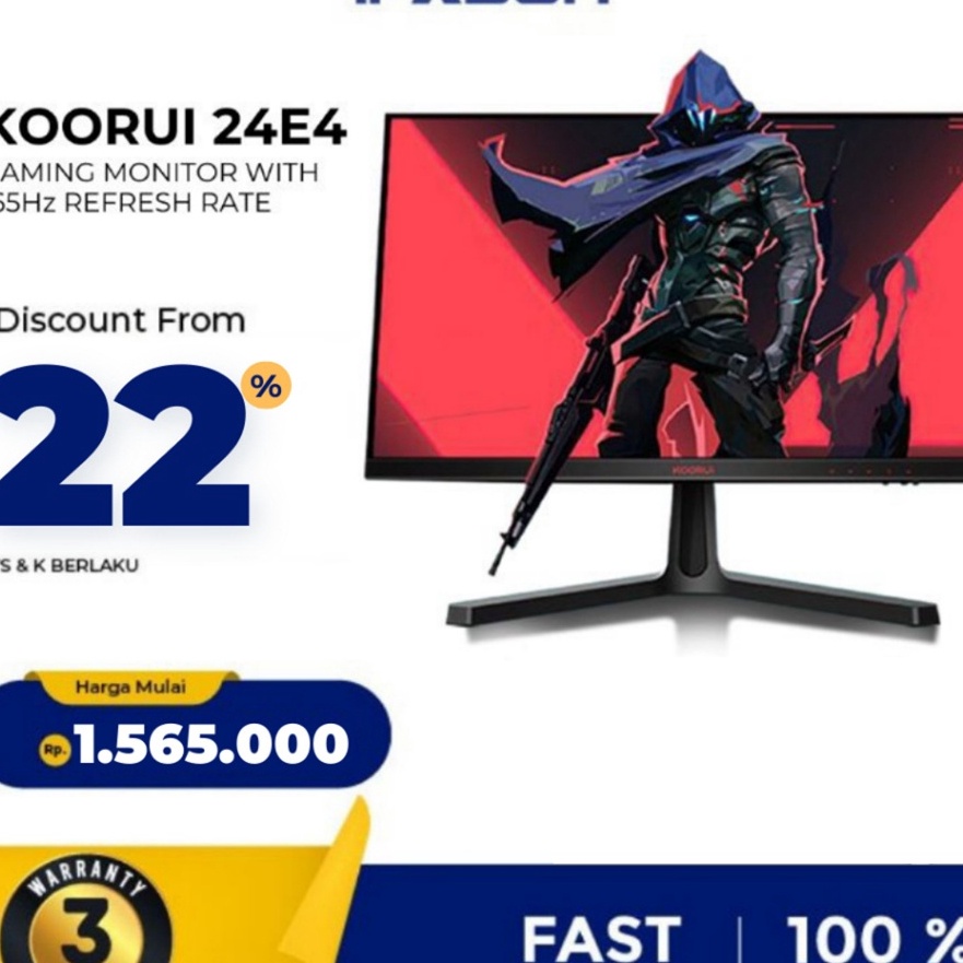 Tawaran Terpanas KOORUI 24E4 24 Inch Gaming Monitor FHD 19218 Computer Monitor 165Hz