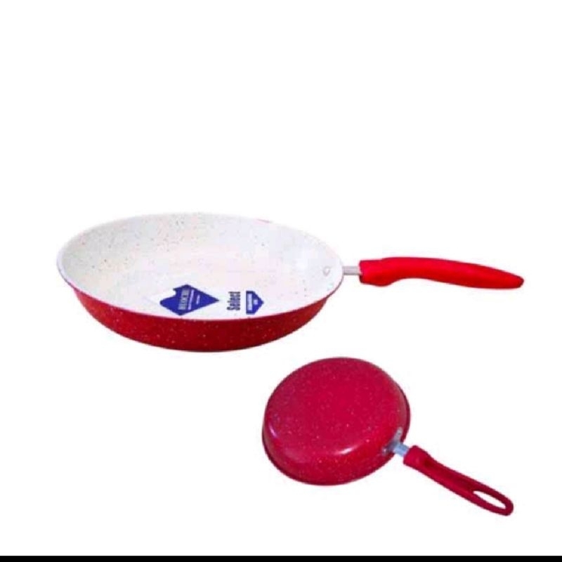 Teflon Merah Huochu Telfon Fry Pan Marble Anti Lengket 28 cm