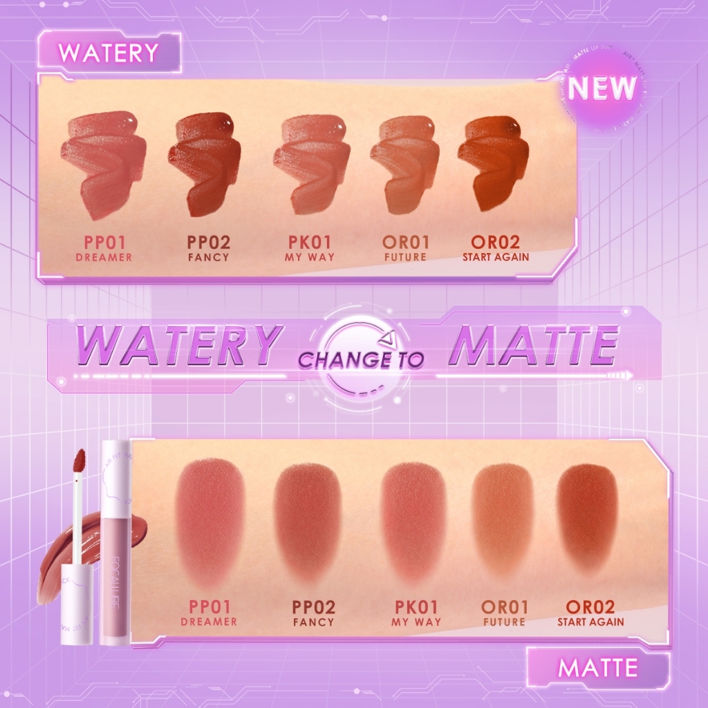 RK 10 FOCALLURE SwitchMode Airy Matte Tint Long-Lasting Liptint Lipstick