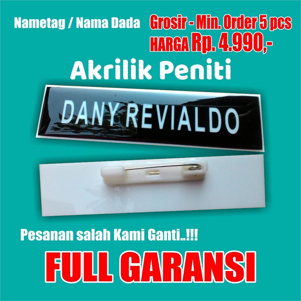 

Nametag Papan Nama Dada Name Tag Akrilik Peniti